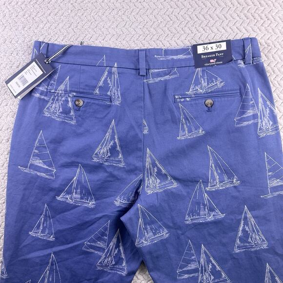 Vineyard Vines Breaker Pants All over print Blue Sail Boat Men’s 36x30 Golf NWT - Picture 6 of 16